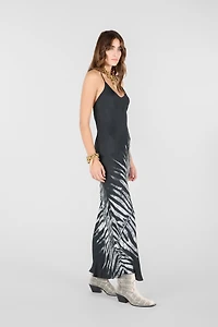 Long Dress With White Tigress Print