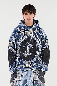 Sweatshirt With Marble Print And Embellishments