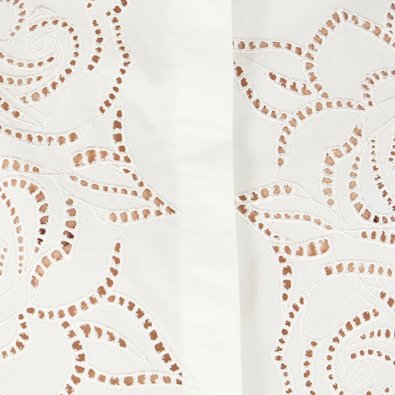 Shirt With Perforated Rose Motif