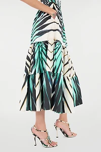Ray Of Sea Print Cotton Midi Skirt