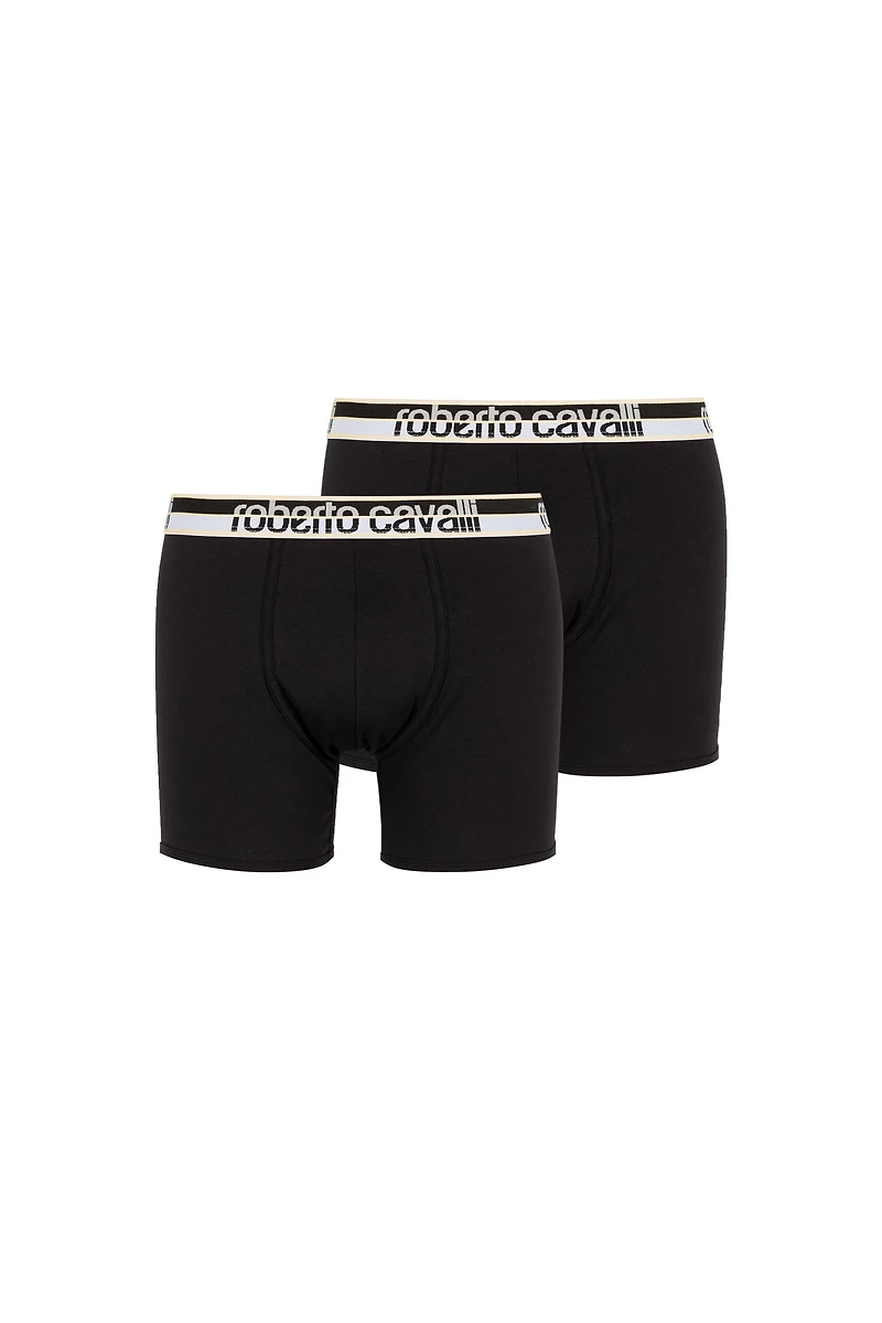 Two-Pack Black Boxer Briefs Logo Waistband