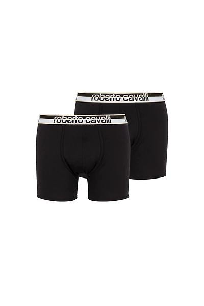Two-Pack Black Boxer Briefs Logo Waistband