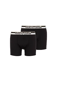 Two-Pack Black Boxer Briefs Logo Waistband