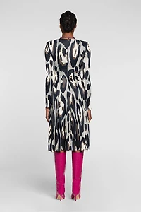 Animal-print wrap midi dress