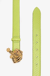 Snake-Effect Belt With Bejeweled Tiger