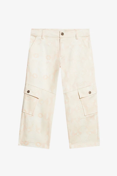 Solid-Color Python-Print Pants