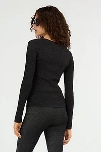 Black Lurex Sweater With Snake Detail