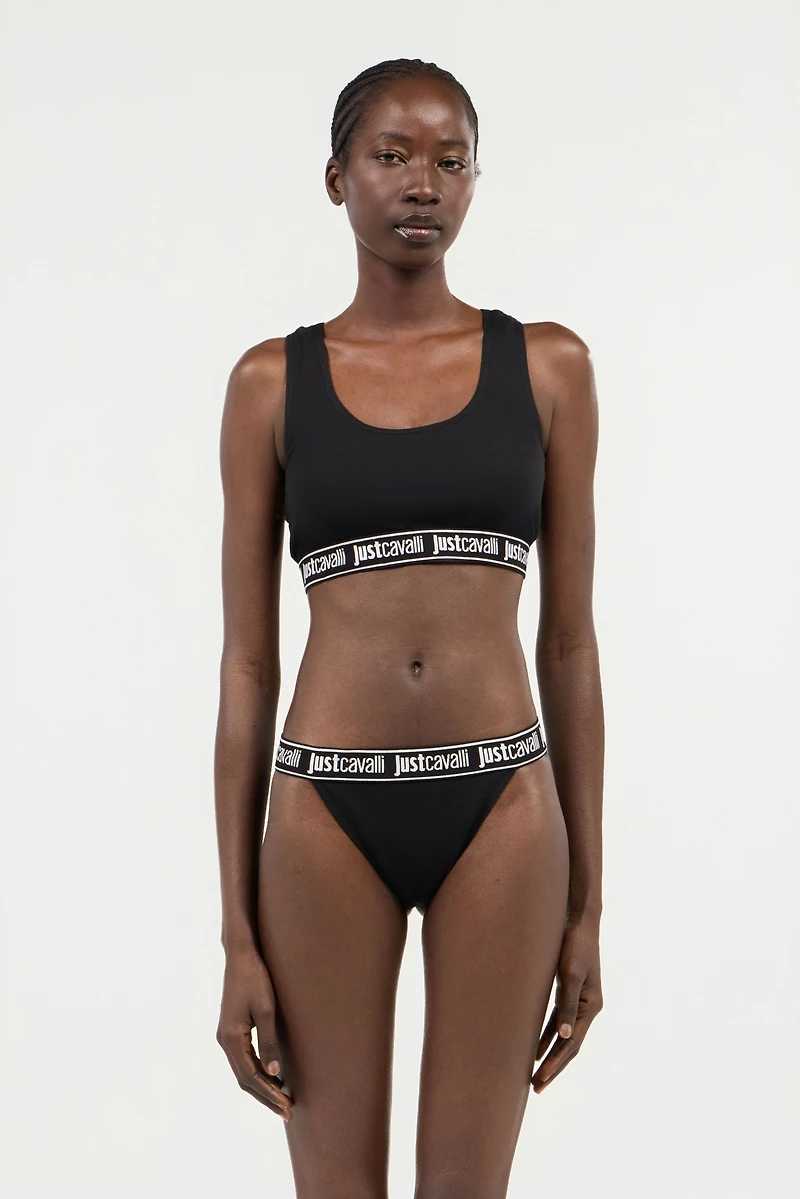 Black Bra With Logo Band
