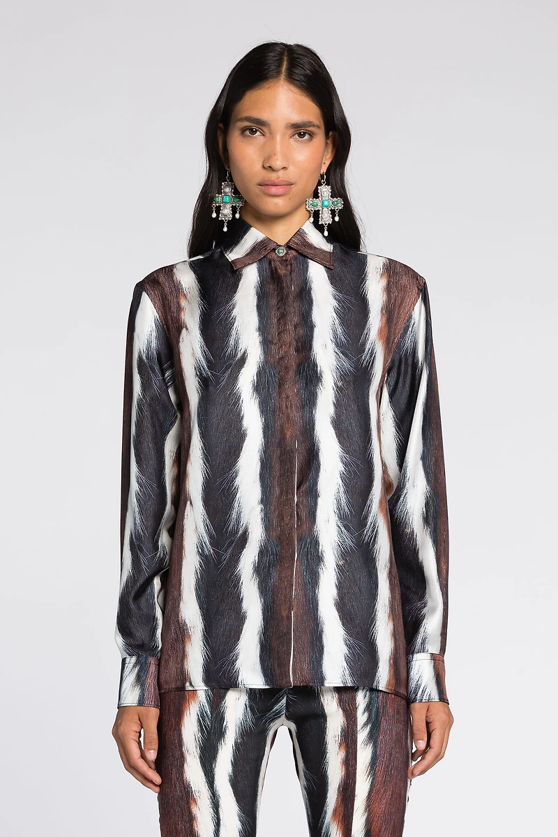 Animal-Print Silk Shirt
