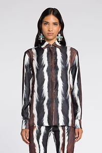 Animal-Print Silk Shirt