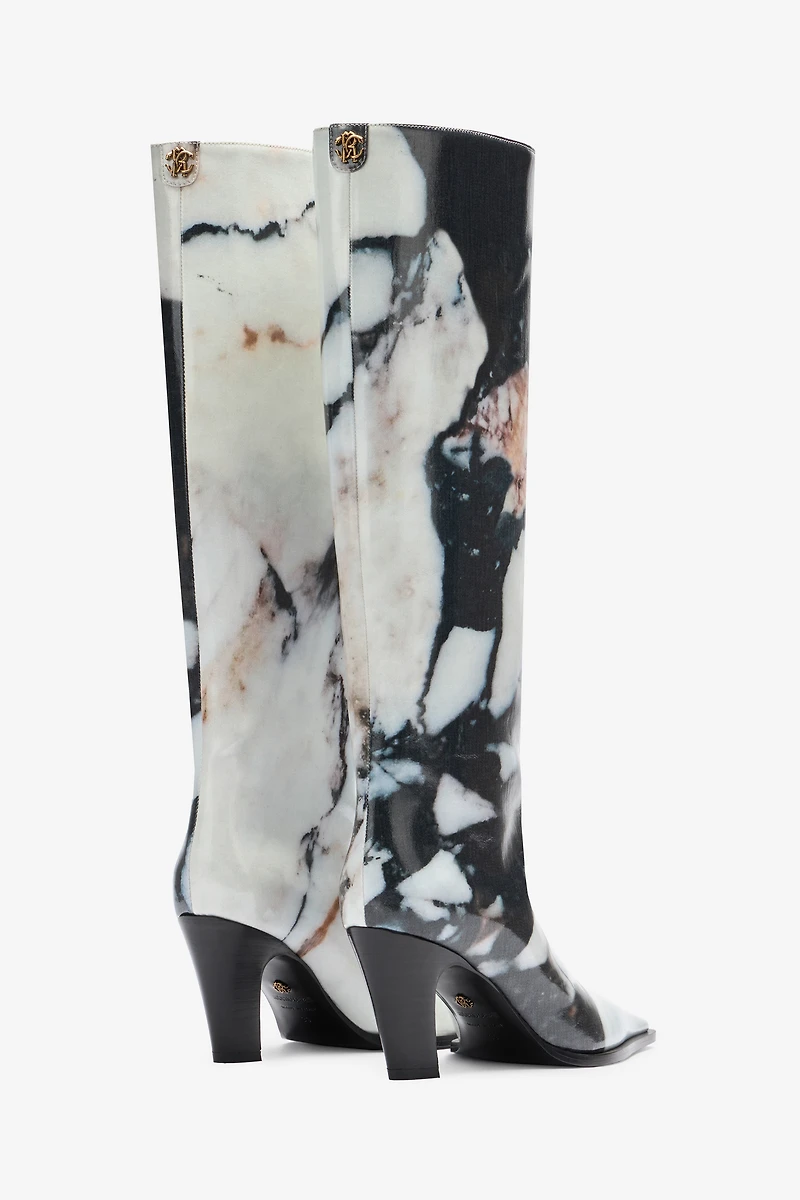 Knee-high boots with Marble print