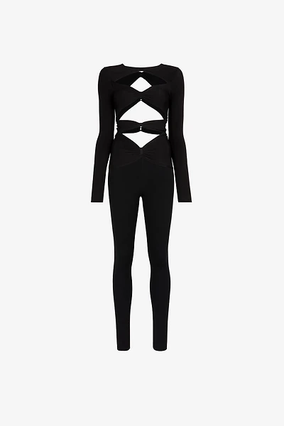 Cut-out long-sleeve jumpsuit