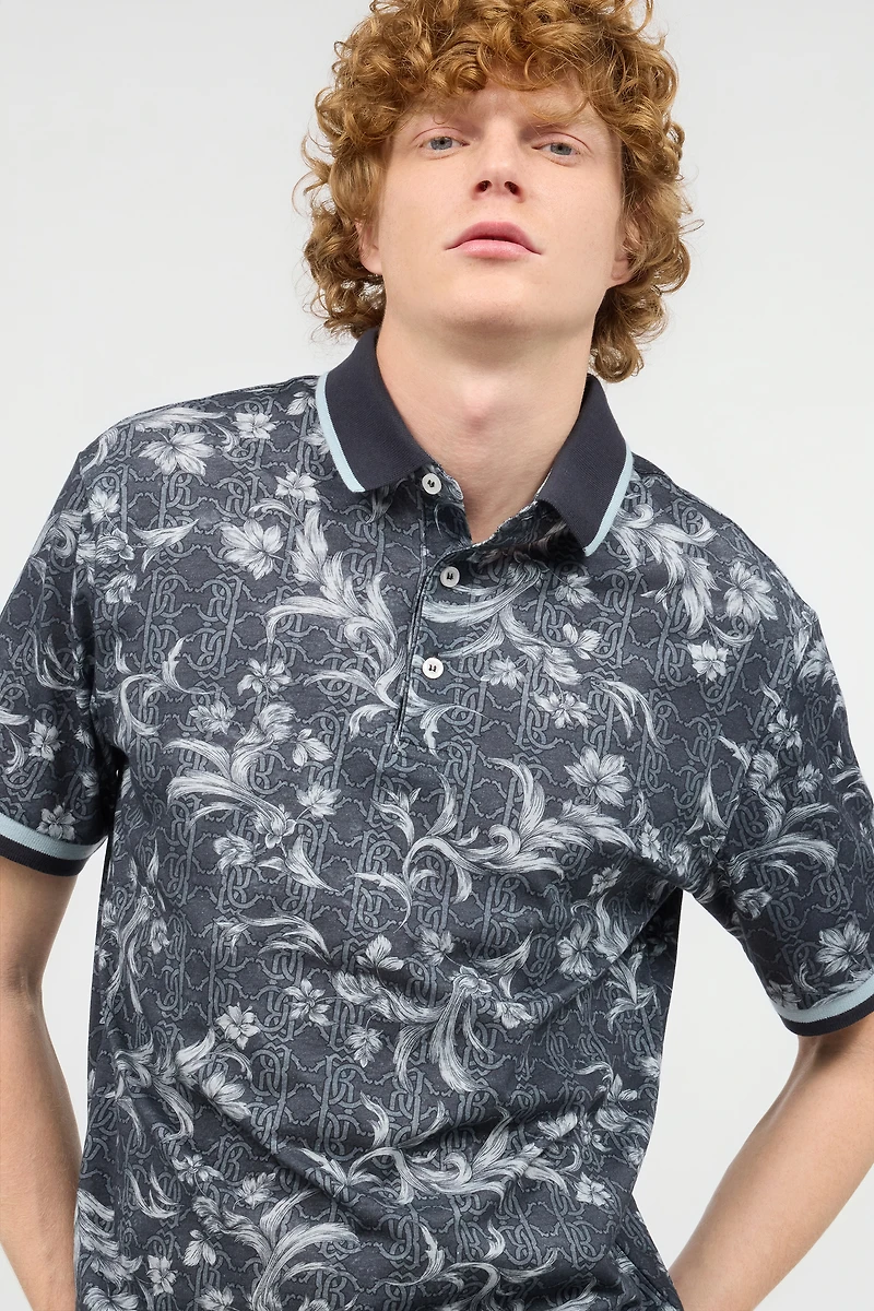 Polo Shirt With Floral Print