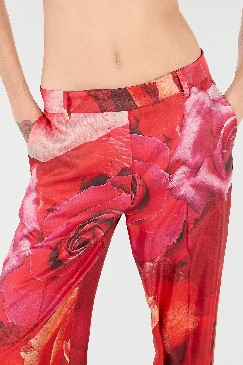 Rose-Print Pants