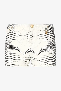 Frayed Shorts With White Tigress Print