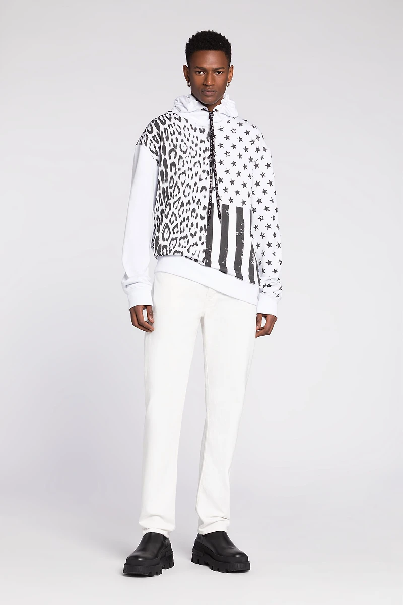 Graphic-print cotton hoodie