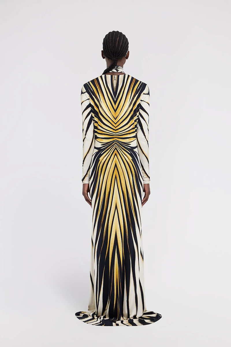Ray Of Gold Print Maxi Dress