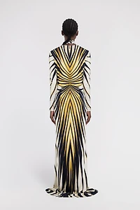 Ray Of Gold Print Maxi Dress