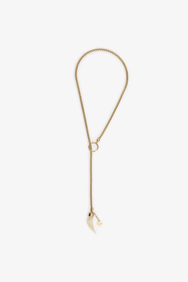 Gold Necklace with Fang Pendant