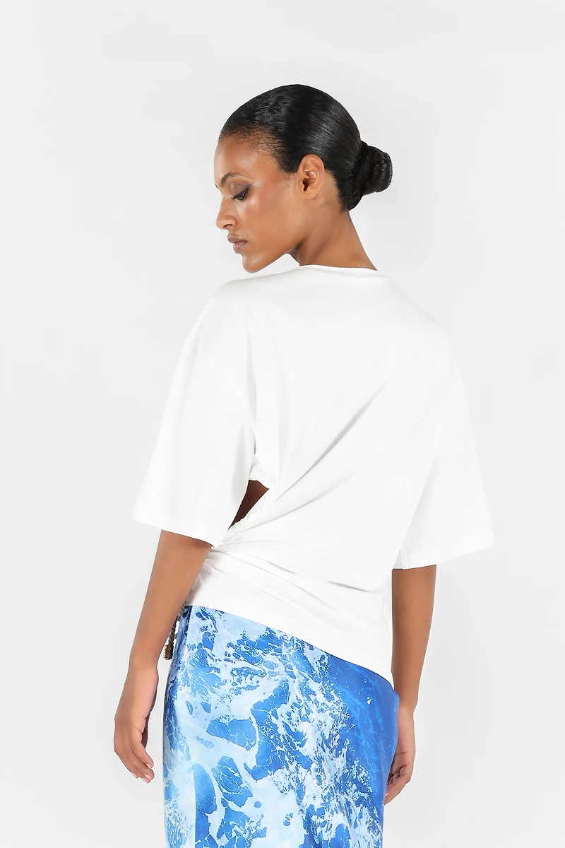 Wall Print T-shirt with Knot