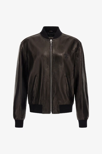 Leather bomber jacket