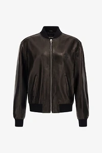 Leather bomber jacket