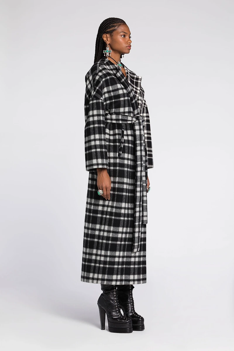 Checked Belted Coat