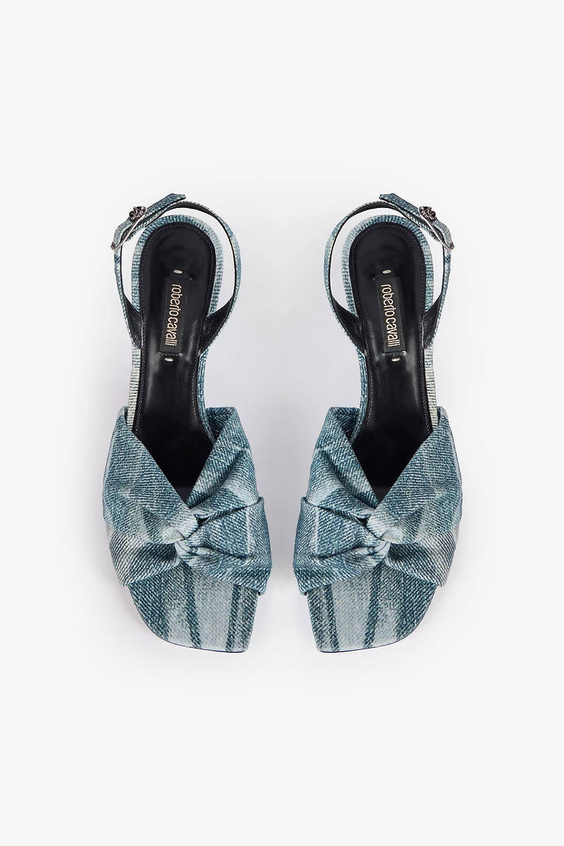Denim-Effect Slingback Sandals