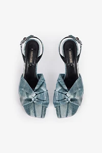 Denim-Effect Slingback Sandals