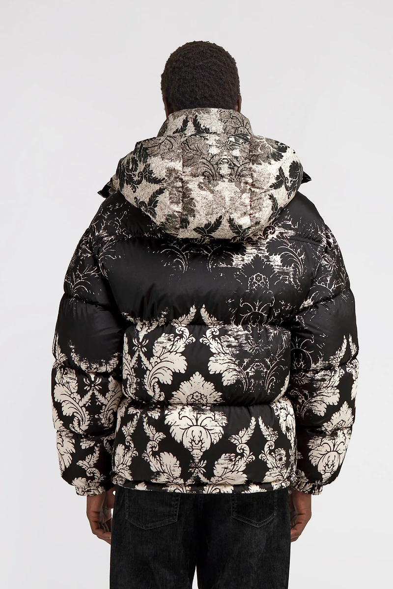 Broccato Print Puffer Jacket