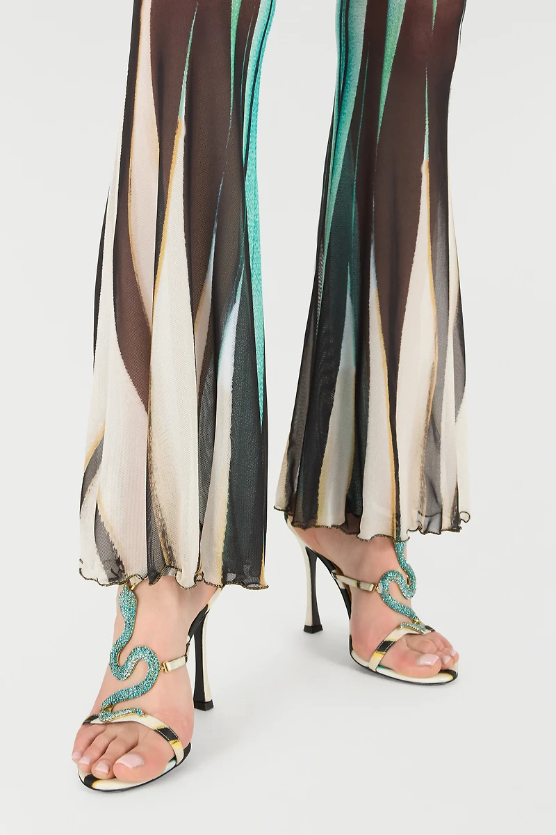 Ray Of Sea Print Flared Trousers