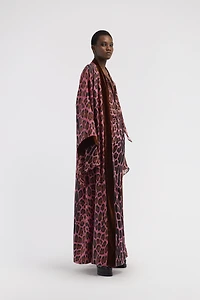 Belted coat with Leopard print