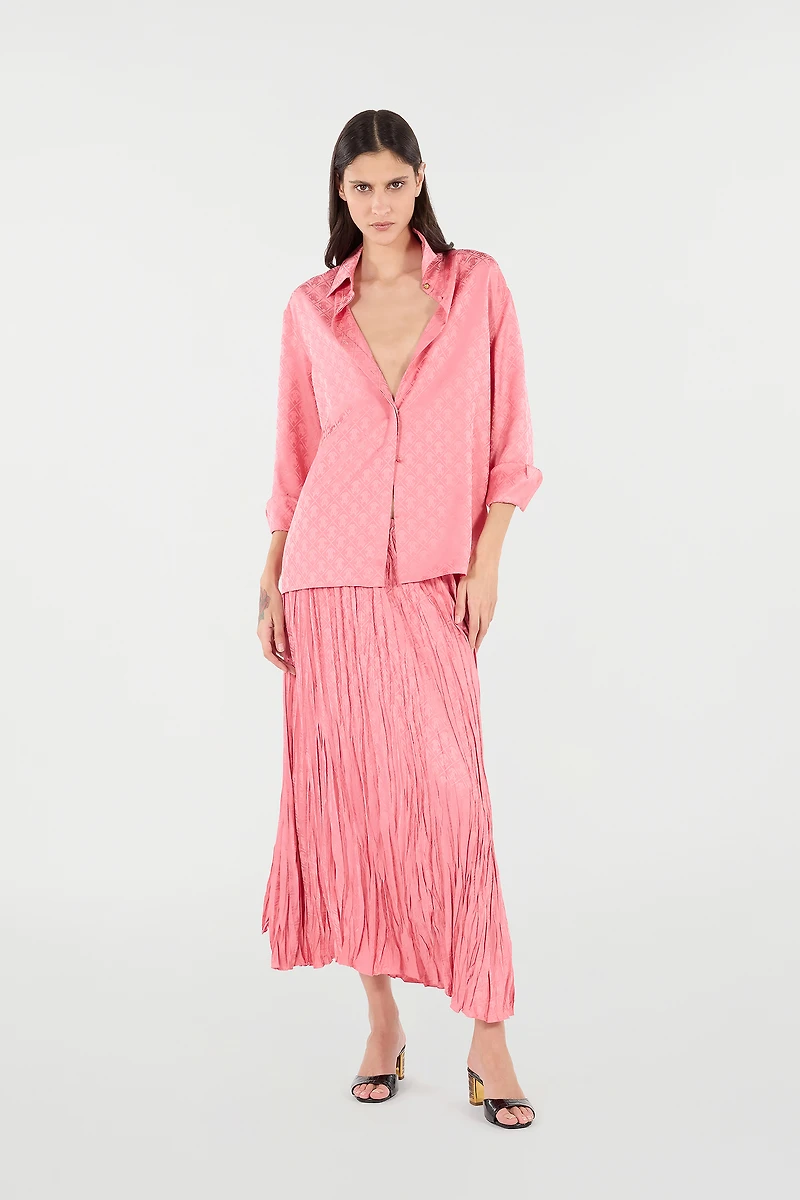 Crumpled-Effect Midi Skirt