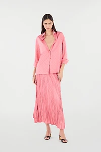 Crumpled-Effect Midi Skirt
