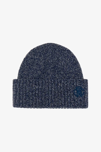 Blue Cashmere Blend Hat Beanie with Monogram RC