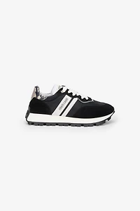 Black Running Shoes With Snake-Print Detail