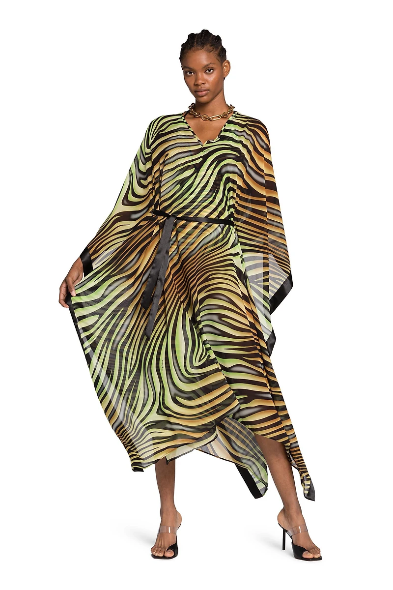 Zebra-Print Kaftan Dress