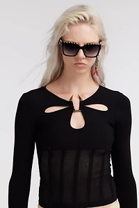 Black Top With Fang Detail
