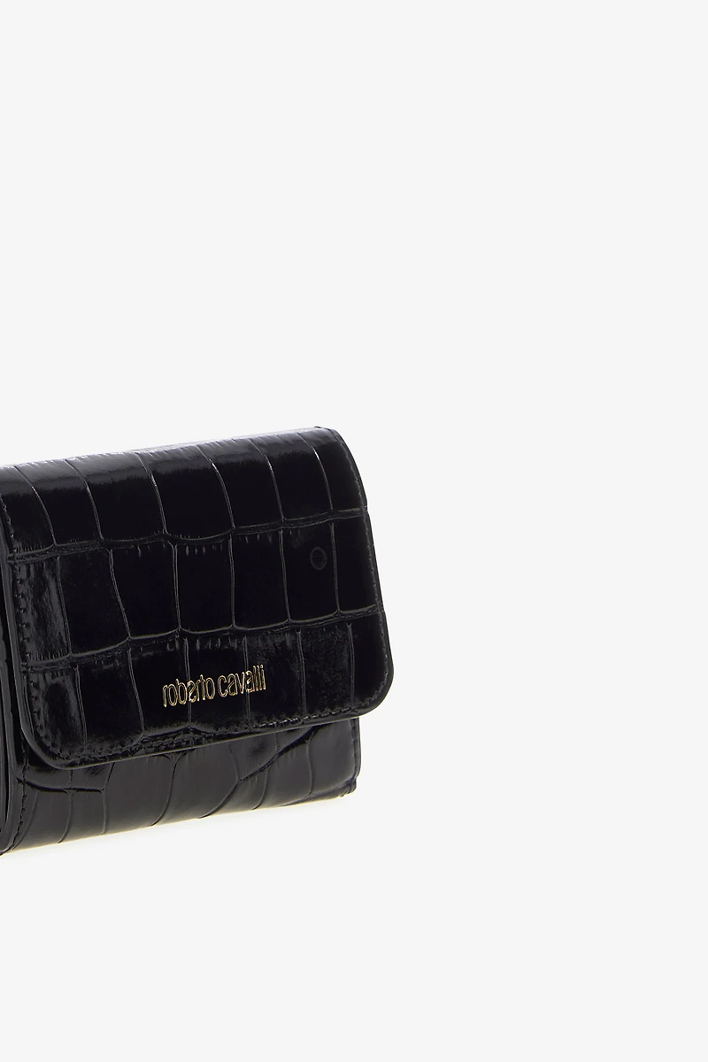 Black Croc-Effect Wallet