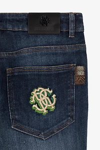 RC Monogram-Embroidered Side-Stripe Jeans