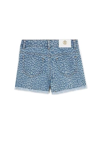 Leopard-Print Denim Shorts