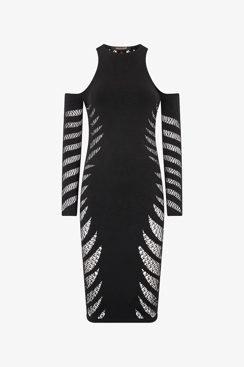 Midi Dress With Perforated Pattern