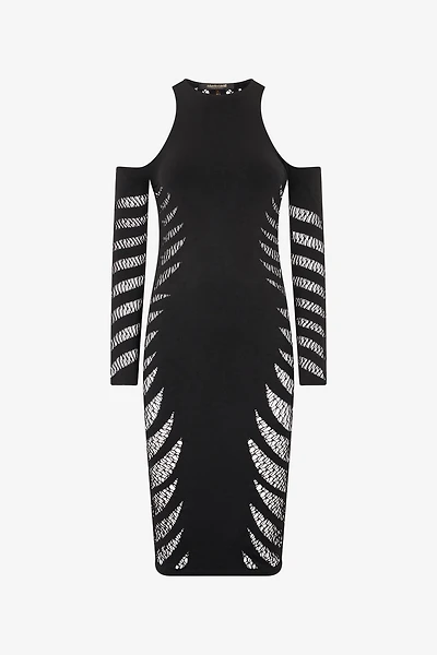 Midi Dress With Perforated Pattern
