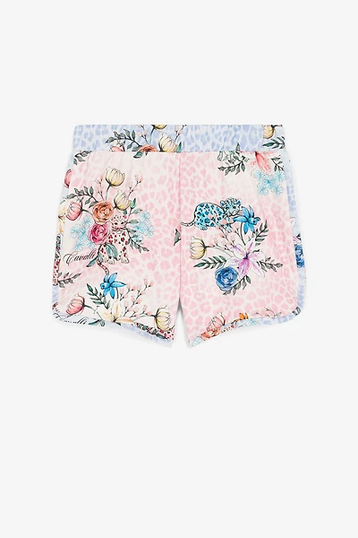 Jaguar And Flower-Print Shorts