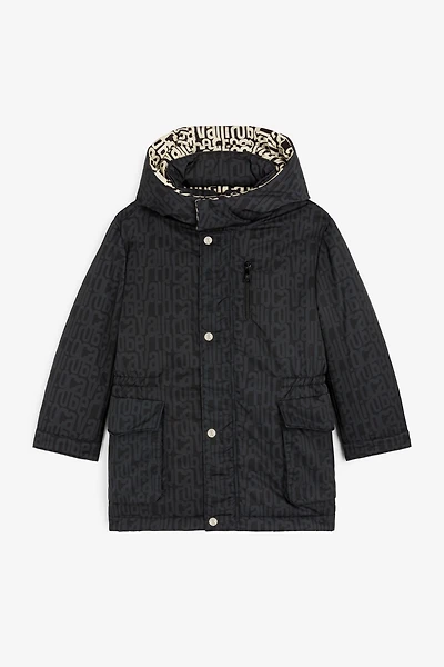 Logo-Print Hooded Coat