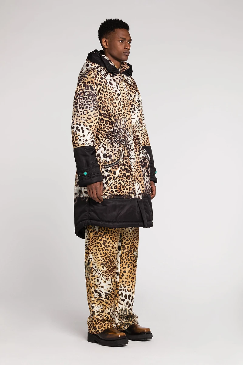 Leopard-Print Padded Coat