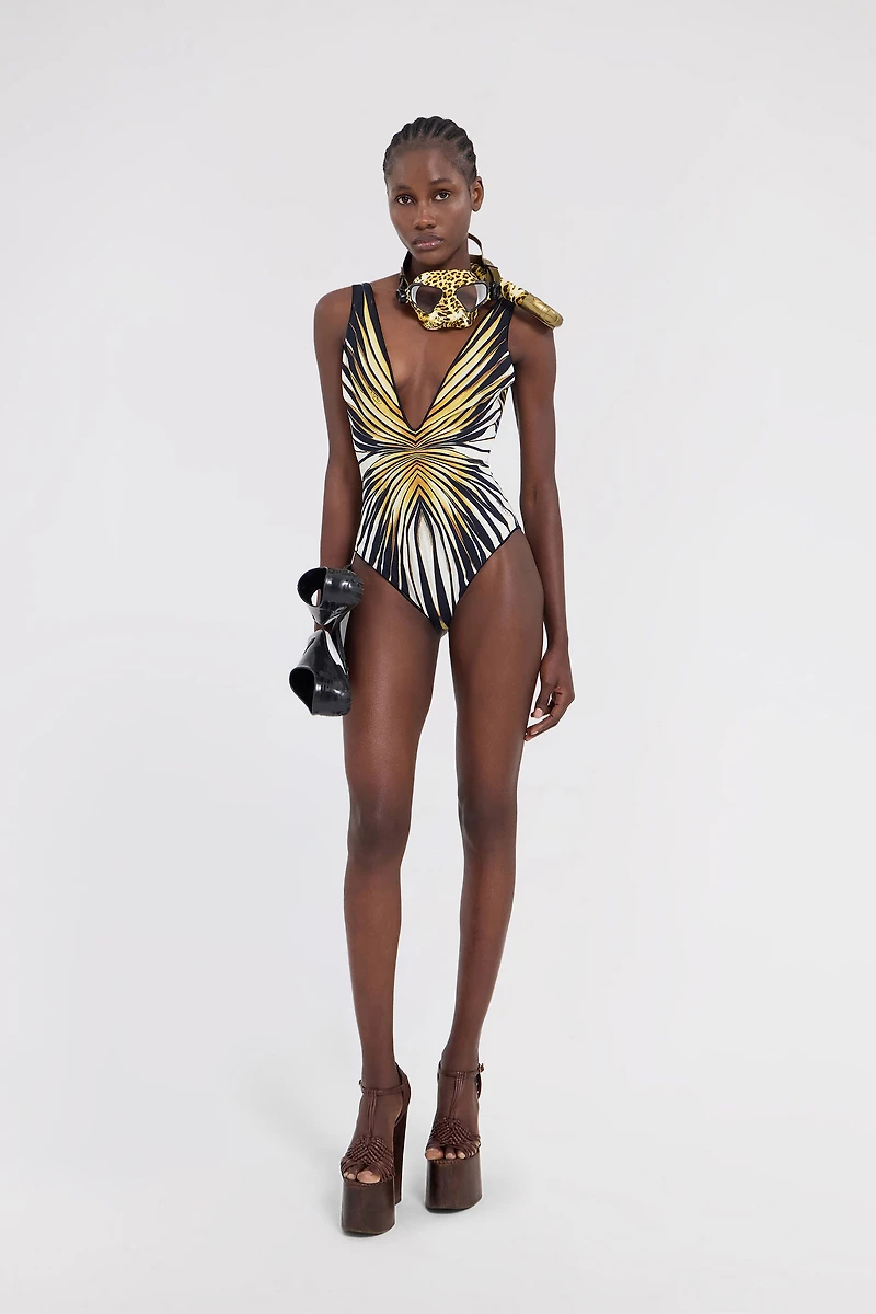 Ray Of Gold Print Swimsuit One-Piece