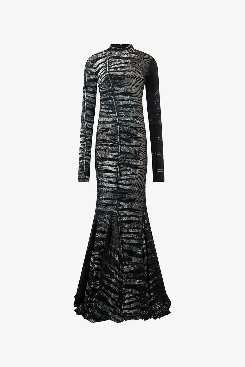 Long See-Through Dress With Zebra Pattern