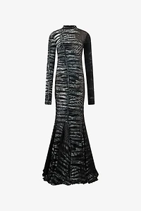 Long See-Through Dress With Zebra Pattern