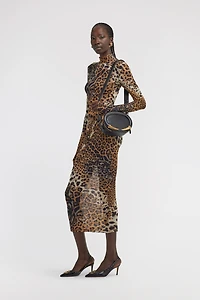 Long Tulle Dress with Jaguar Print